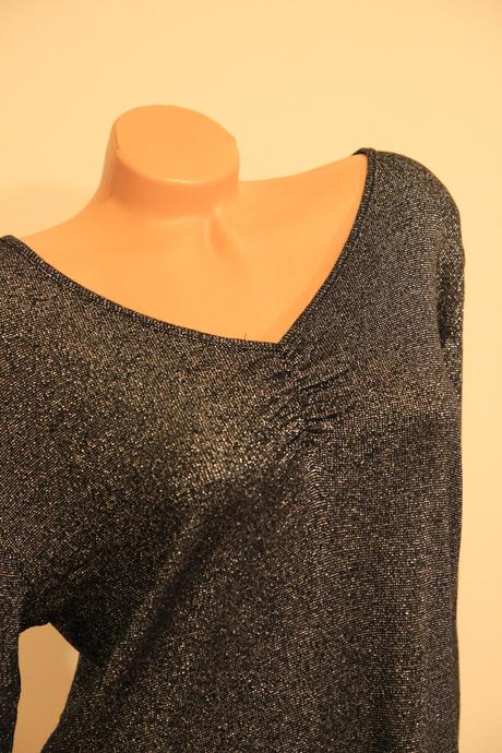 Čierno strieborný pletený top, xl, xl