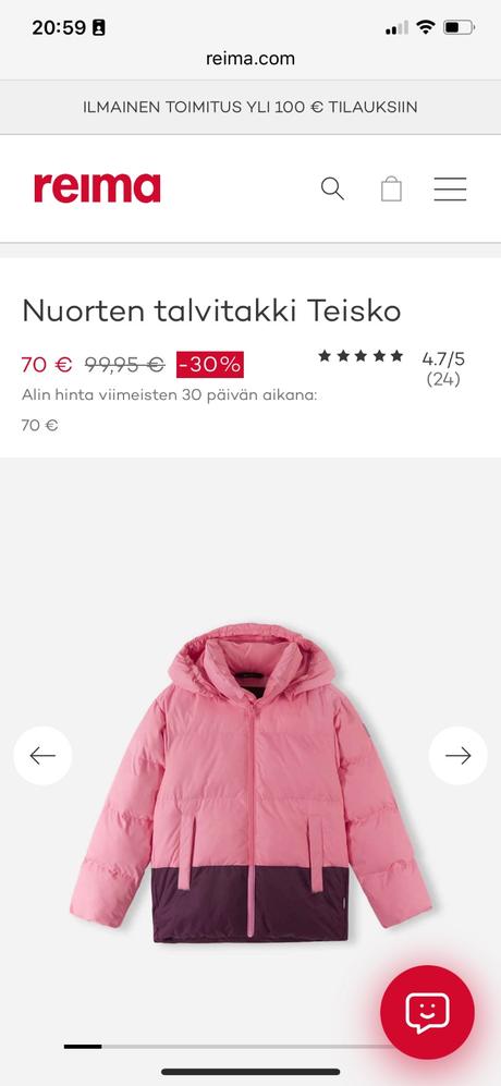 Reima teisko zimná perová bunda 128/134, reima,128