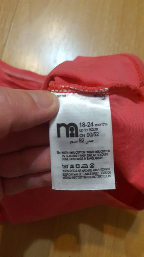 Ruzove tricko, mothercare,92