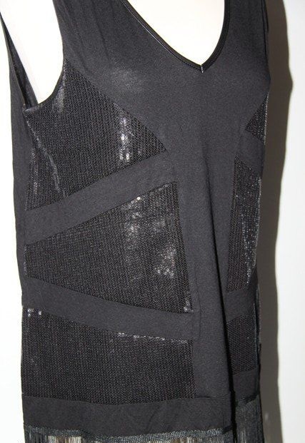 Čierny flitrový top so strapcami zn.bréal, m