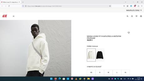 Mikina s bočnými prúžkami krémová, h&m,l