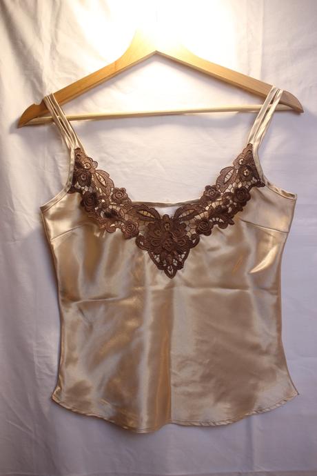 Zlaté saténové tielko h&m s čipkou  vintage / y2k, h&m,36