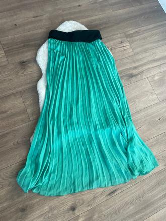 Saténová zelená sukňa, zara m, zara,m
