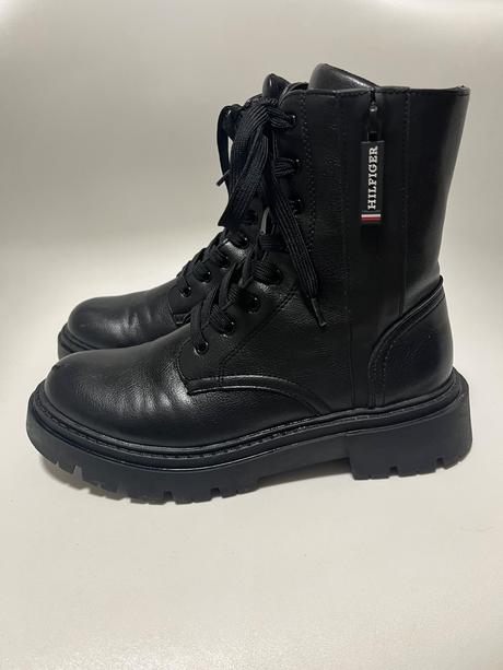 Kožené čižmy tommy hilfiger, tommy hilfiger,37