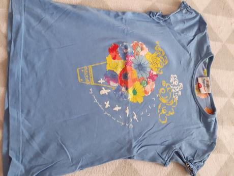 Modre dievcenske tricko s kvetmi, topolino,128