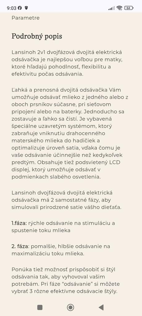 Dvojfázová elektrická odsávačka lansinoh,
