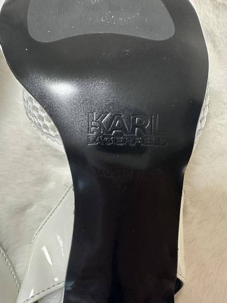 Biele lakované sandálky zn. karl lagerfeld, karl lagerfeld,40