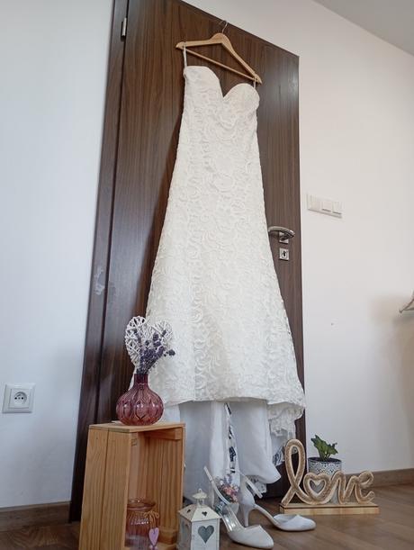 Čipkované svadobné šaty, 42 / l / m