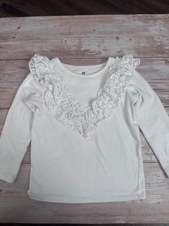 H&m biele tričko s čipkou, h&m,98