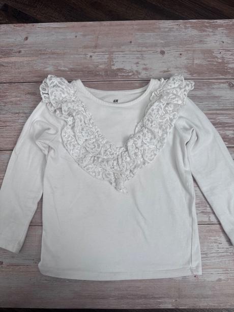 H&m biele tričko s čipkou, h&m,98