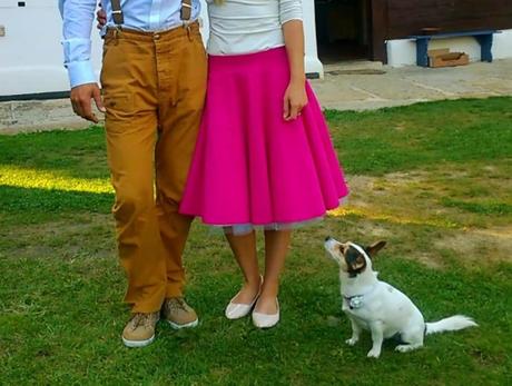 Sukňa midi kruhová a biela tylová spodnička, 