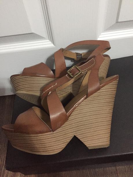 Hnede sandálky na platforme, graceland,38