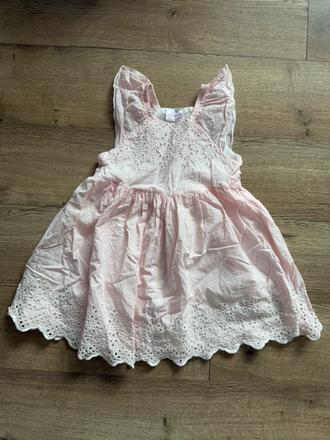 So cute ružové letné šatičky s brodérie čipkou,, 86