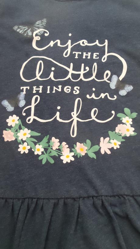 Tmavomodré šaty s nápisom, h&m,122