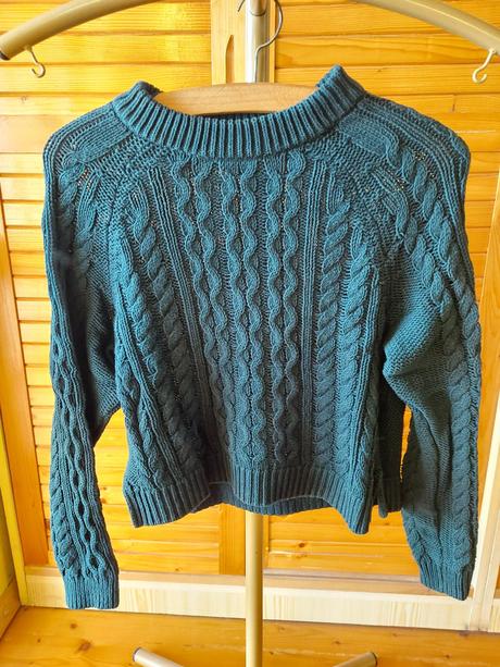 Tmavo zelený krátky pulóver hm s, h&m,s