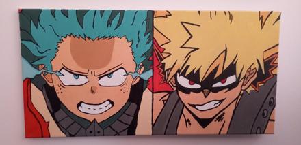 Ručne maľovaný obraz - bakugo x deku,