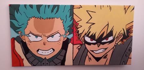 Ručne maľovaný obraz - bakugo x deku,