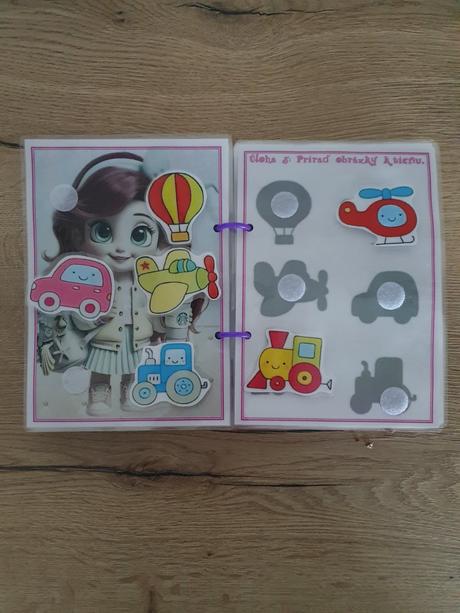 Pracovný zošit na suchý zipa dievčatko od 1 rok., 