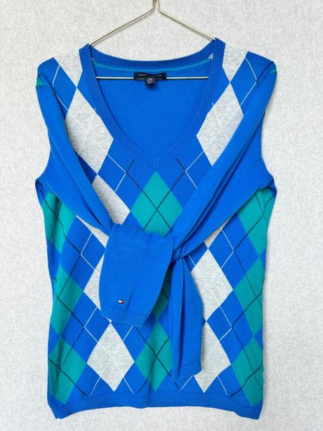 Tommy hilfiger pulóver - argyle vzor, tommy hilfiger,xs