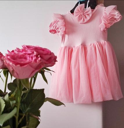 Nádherné šatočky s čelenkou na 1 rok baby pink, 80