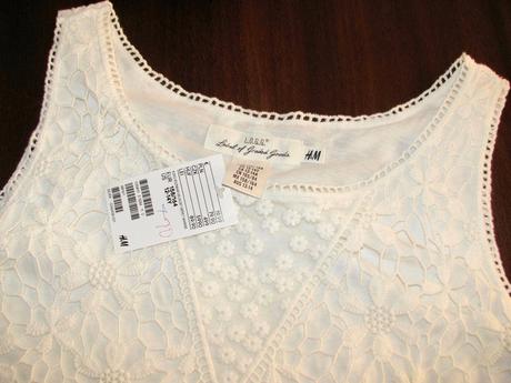 Tričko s čipkou-s visačkou, h&m,xs