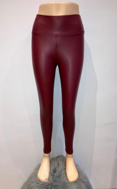 Dámske zateplené koženkové legíny bordové (xl), xl