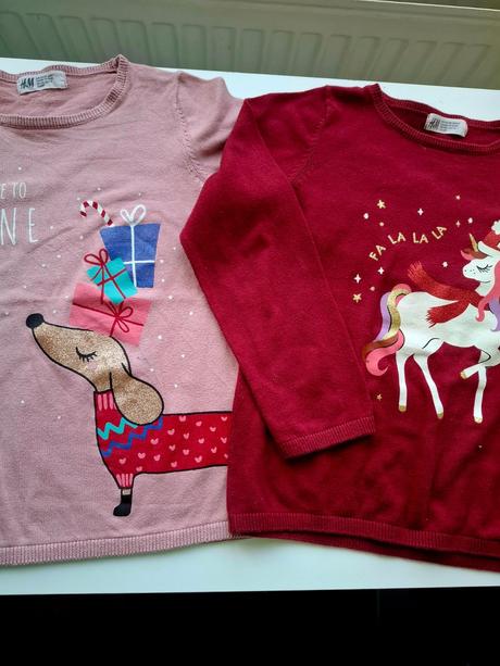 2 x svetrík so zimnou potlačou, h&m,122