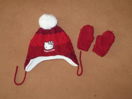 Set - čiapka + rukavičky - hello kitty - veľ. 80, 80