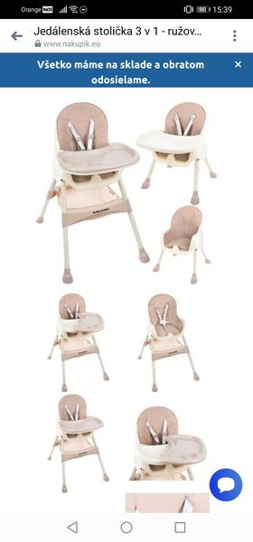 Jedálenská stolička pre deti