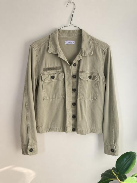 Pull&bear zelena khaki bundicka denimova, pull&bear,s
