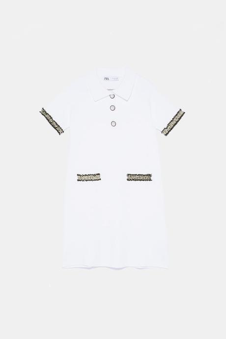 Biele šaty s perlovými gombíkmi zara, zara,s