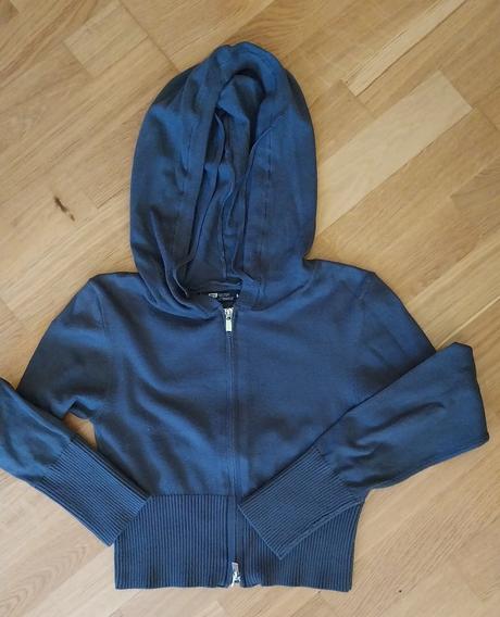 Sivá crop mikina s kapucňou na zips, m