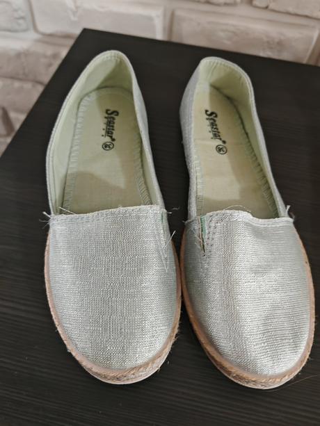 Strieborno jemne mentolove espadrilky 38, 38