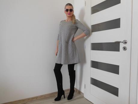 Šaty úpletové jemné kocky, s/m, s