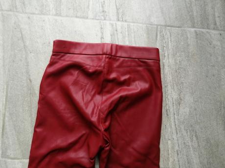 Bordové zateplené kožené nohavice zara,vxs-s, zara,s