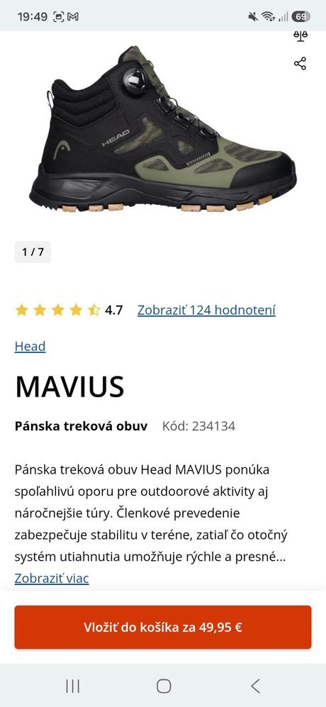 Vysoká treková obuv head 43, 43