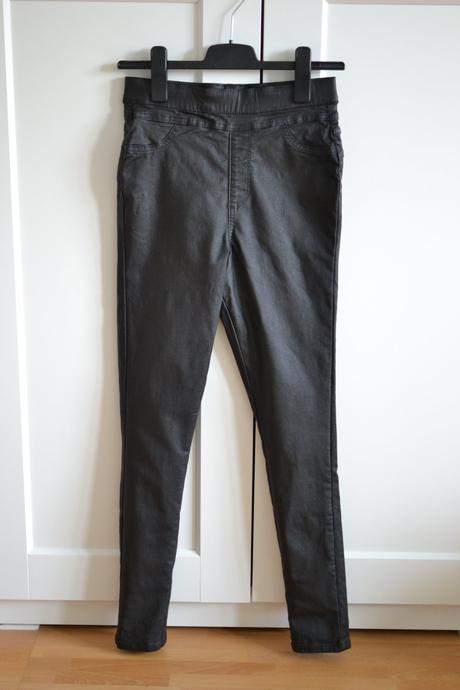 Čierne koženkové legíny 38, f&f,38