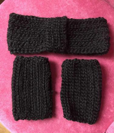 Dámska pletená čelenka a rukavice sada,