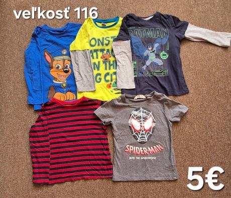 Balík oblečenia veľkosť 116, 104–116