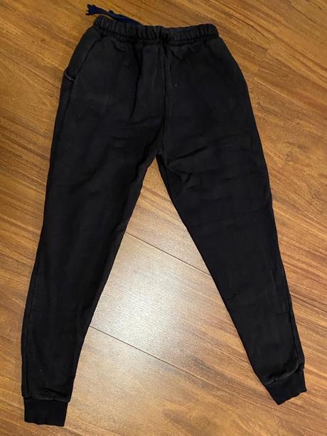 Čierne tepláky raw denim, bavlna, veľ. 152 cm, 152