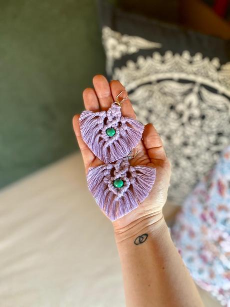 Náušnice pletené macramé, 