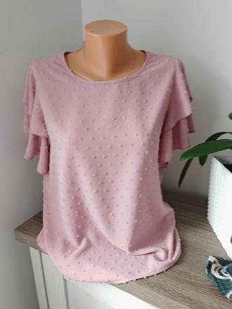 Pudrová ružová blúzka, tričko m,l sadne, m