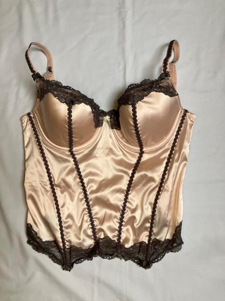Dámsky lesklý béžový korzet na ramienka, m