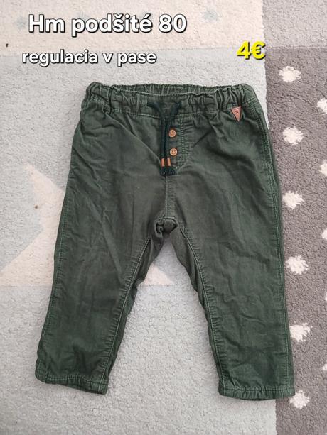 Zateplene makke nohavice 80, h&m,80