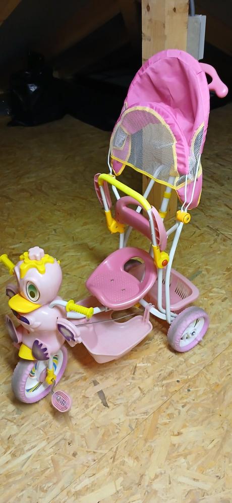 Detský bicykel 3 kolesový veselá kačica ružový, 