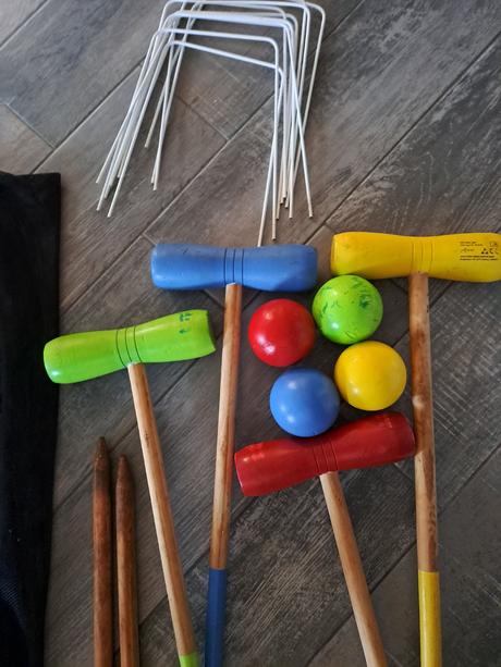 Drevený krokety s príslušenstvom, hra,