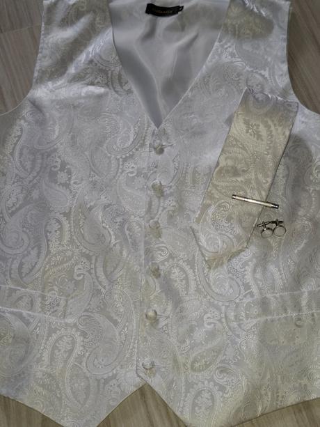 Svadobná vesta+kravata+spona+manžetové gombíky, xl