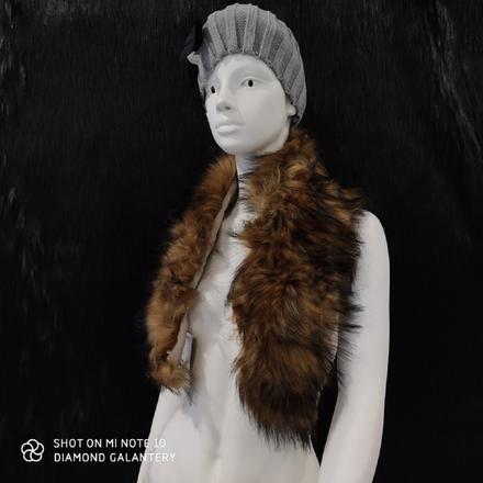 Kožušinový golier - 90 cm - hnedo čierny melírový, 