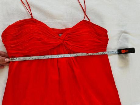 Oranžovo-červené hodvábne šaty, m