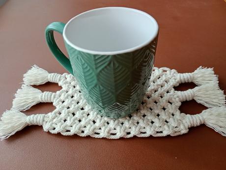 Macramé podšálka, malý obrúsok,